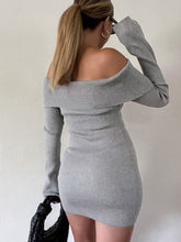 Einfarbiges, schulterfreies, geripptes, kurzes Kleid